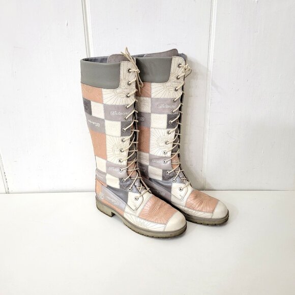 Timberland Patchwork Lace-Up Knee High Boots Size 10 - Picture 9 of 11